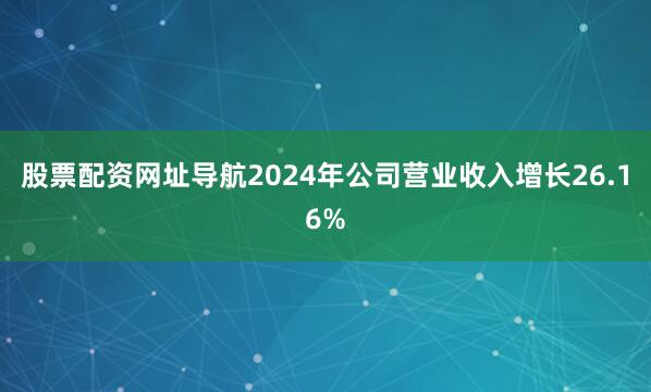 股票配资网址导航2024年公司营业收入增长26.16%